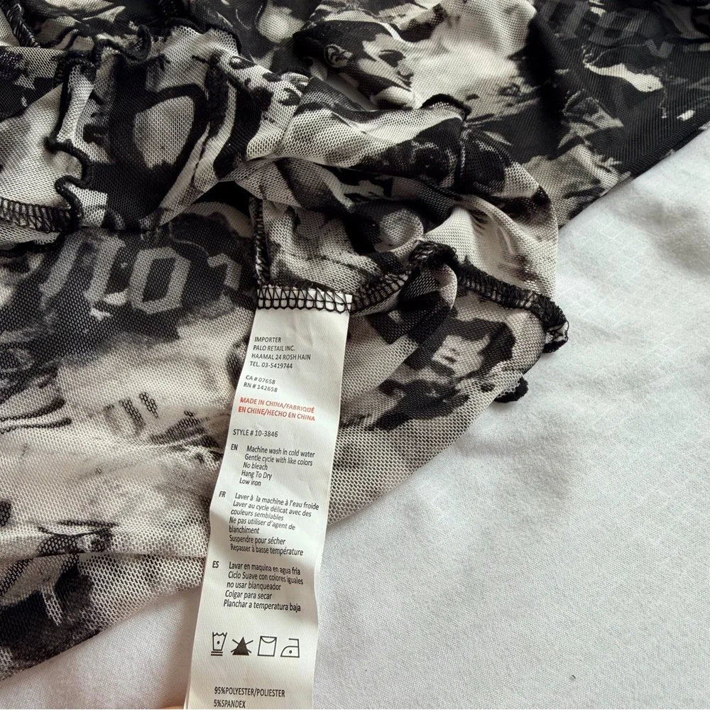 Streetwear Society Black & White Abstract Mesh Long Sleeve Top - Picture 6 of 10